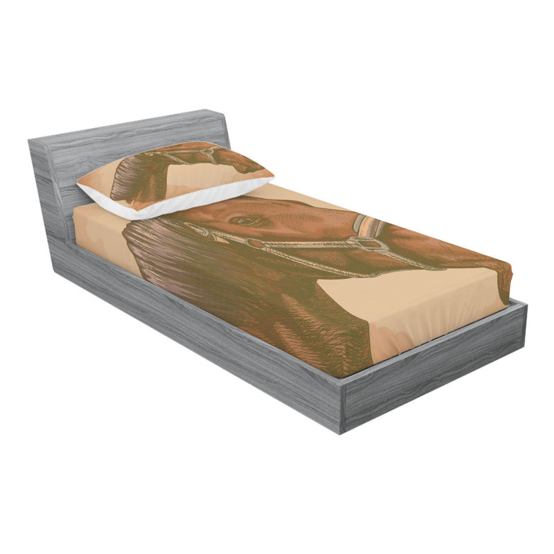 Gravure d'un ensemble de draps détaillés, Ensemble de draps pour lit simple + drap-housse