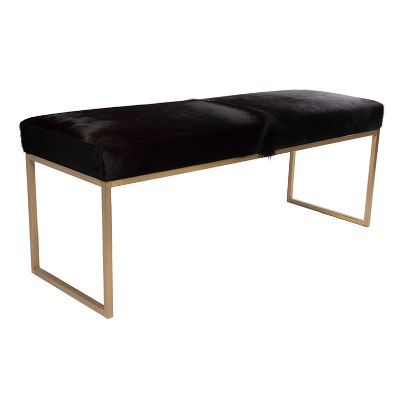 Upholstered Cowhide Bench, Natural