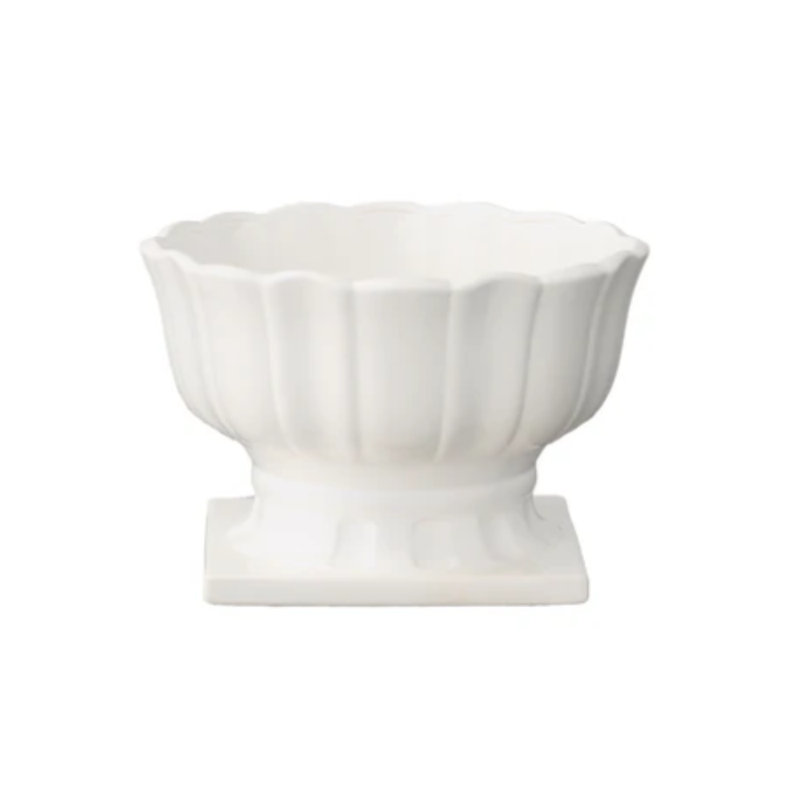 Ceramic Low Urn Vase Coated Finish Gloss White
