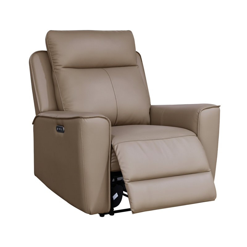 1 Seater Reclining Leather Sofa, Mushroom