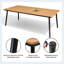 Ensemble repas pour 6 personnes en aluminium avec trou pour parasol et chaises empilables-524784656