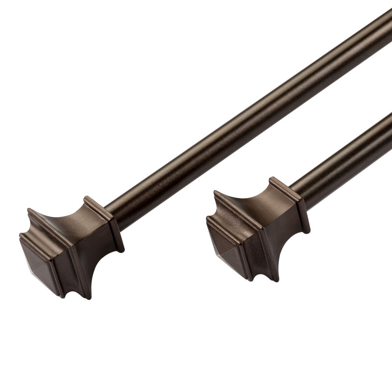 Ensemble de 2 tringles à rideaux simples pour fenêtre avec supports à œillets carrés Zayd - 44 po à 84 po, diamètre 5/8 po, nickel