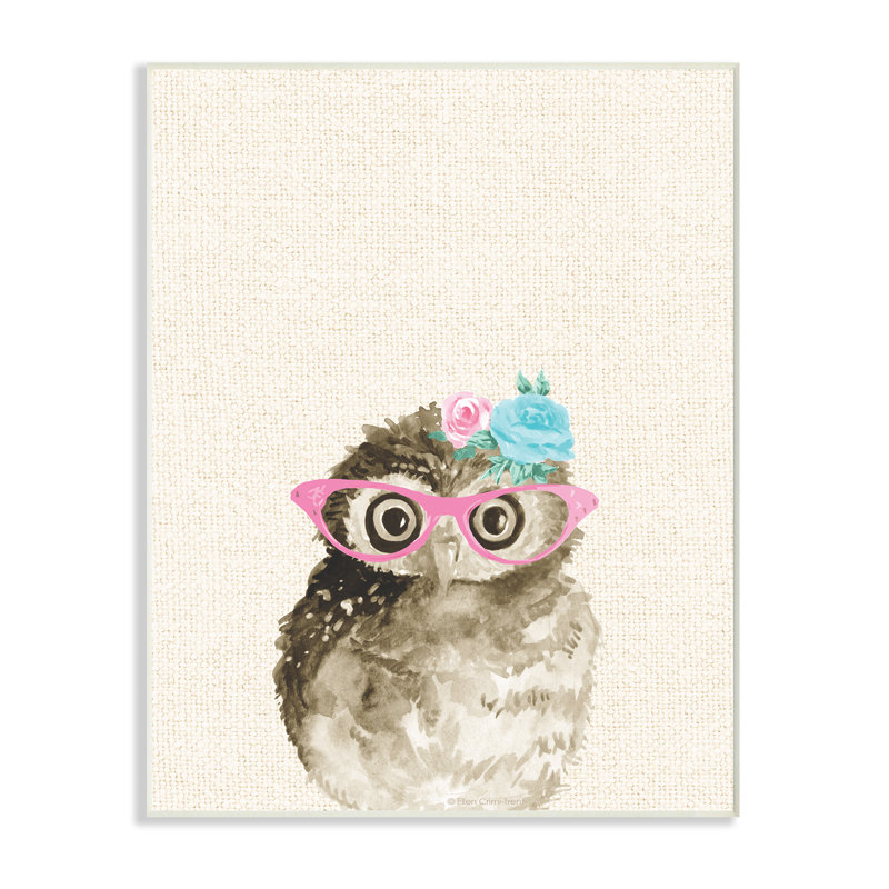 Art mural hibou des bois avec lunettes, Plaque murale, H 15 po x l 10 po