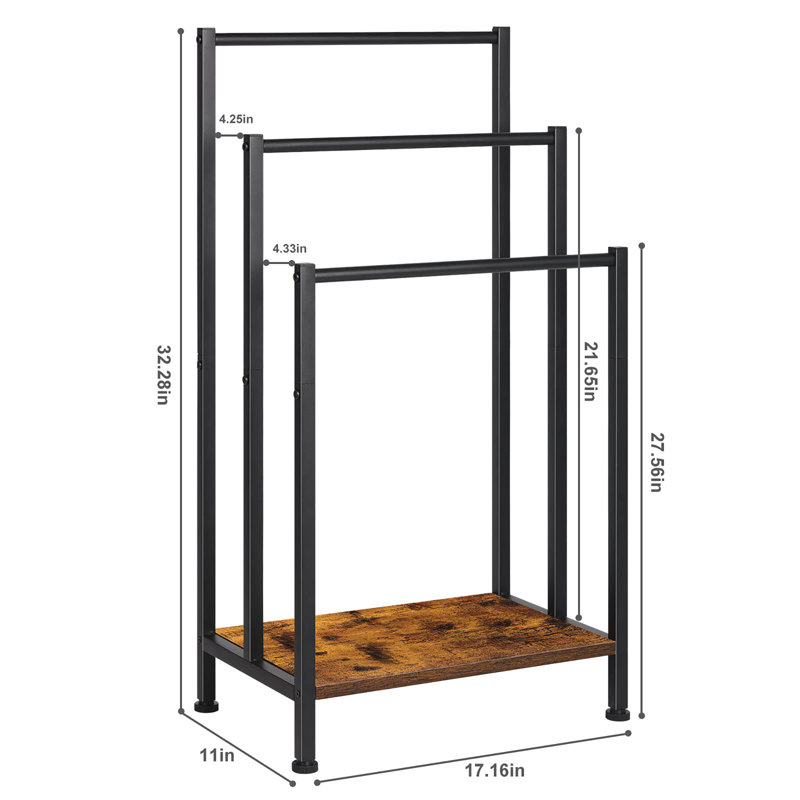 Freestanding Towel Stand, Brown/Black