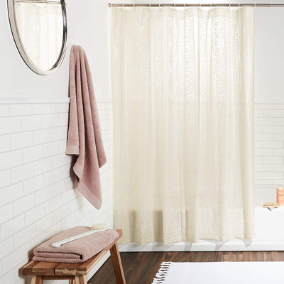 Aimee Vinyl Floral Shower Curtain with Hooks Included