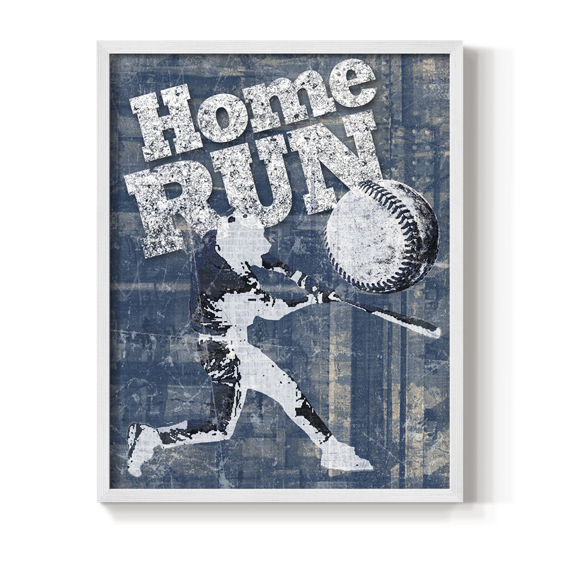 Home Run Hitter Framed Print - Solid Wood, 30" H x 24" W, White