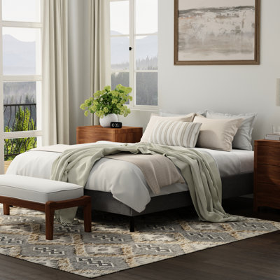 Full Bed Foundation In Black And Gray, Designed For Seamless Use Under Standard Mattresses, , Hassle - Setup, Up To 1000 Lbs Gray Upholstered Frame Foundation, Engineered All Mattress Types, Simple