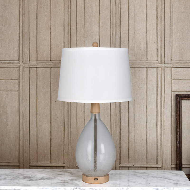 Lampe de table 28 po, verre transparent, Blanc