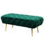 Banc en velours sans dossier avec capitonnage à boutons et pieds en métal doré - 50 po x 20,5 po 18 po, installation facile classique