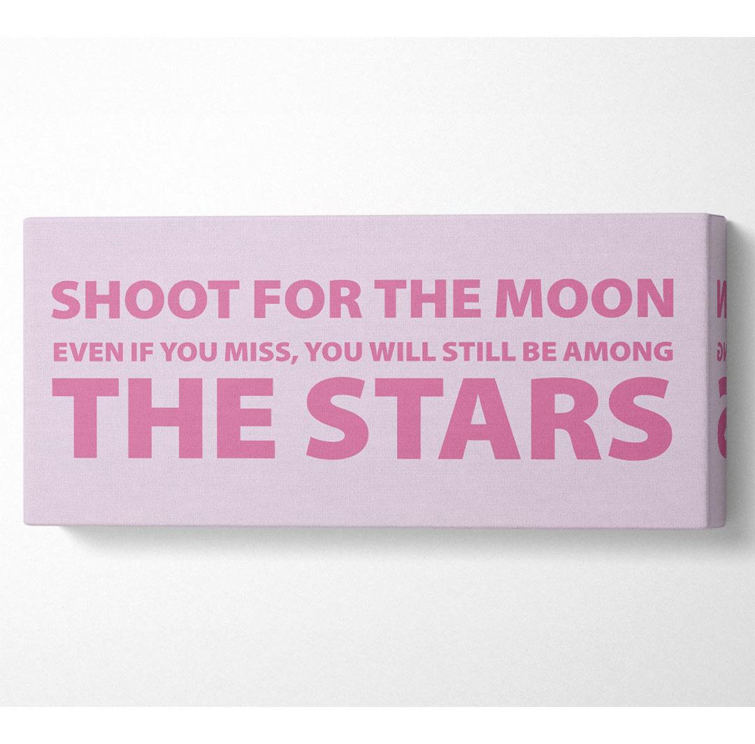 Motivationszitat Shoot For The Moon Pink - Leinwanddrucke auf Wrapped Canvas