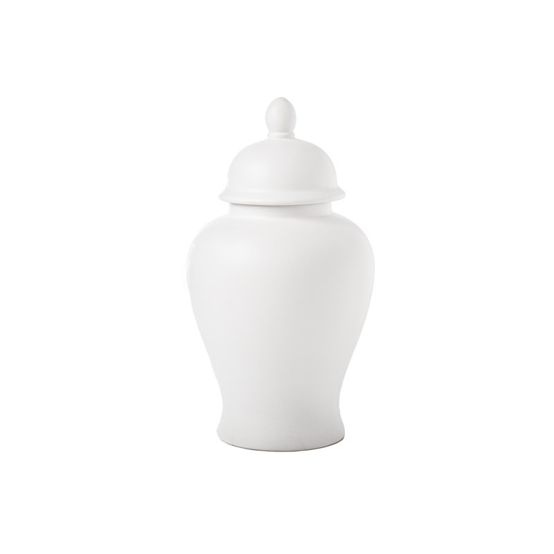 Pot à gingembre rond en céramique LG blanc mat, H 17,75 po x l 10 po x P 10 po