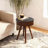 Round Side Table with Solid Wood Legs – Brown & Black, 15.7"