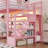 Full Size Loft Bed with Desk & Stairs, Metal Loft Bed Frame with Storage Shelf, Charging Station & LED Light, Gaming Loft Beds with Wardrobe, for Kids Teens Adults, Pink-2063452907