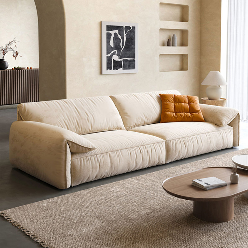 Coussin modulaire beige en polyester, H 31,5 po x l 110,24 po x P 41,34 po