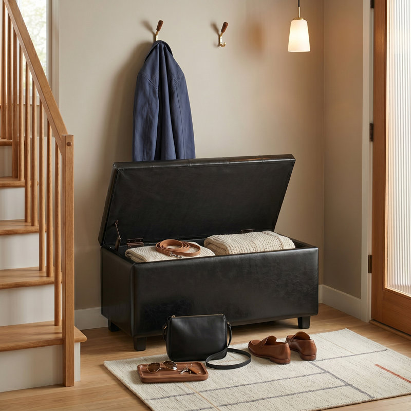 Banc repose-pieds avec rangement caché Cosmopolitan, Noir minuit