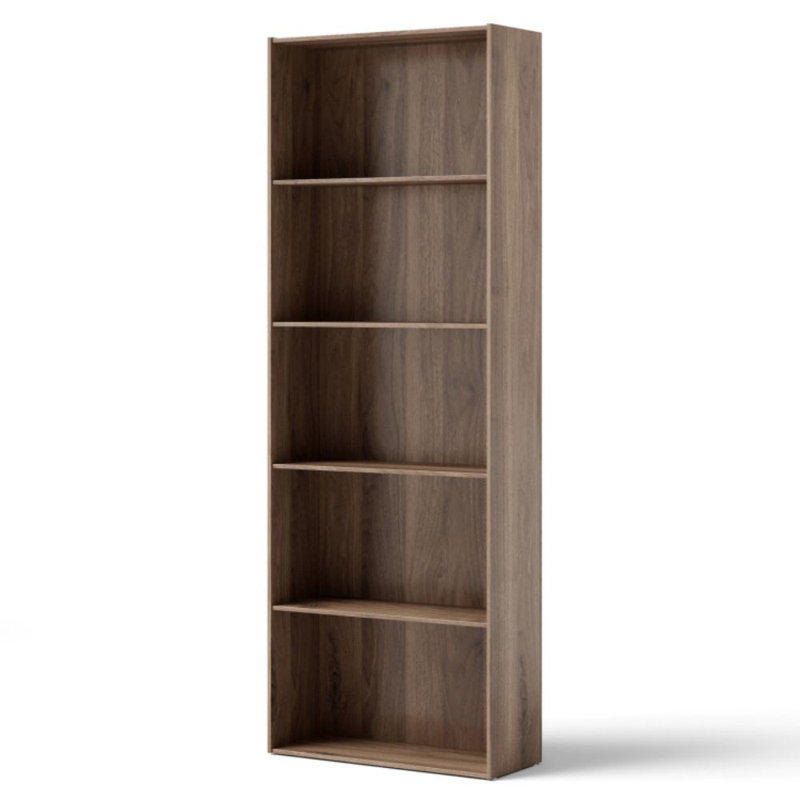 Gethers Modern 67" H x 23.5" W 5-Shelf Storage Bookcase, Walnut