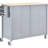 Solid Wood Kitchen Island Cart With 4 Door Cabinet And Drawers, Spice & Towel Rack, Locking Wheels In Blue Strong Platform, Cabinet, 2-120266013-120266014