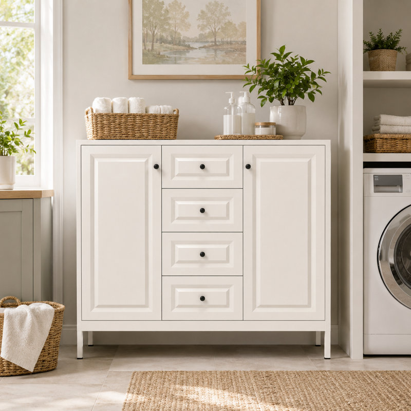 Console contemporaine à tablette réglable pour salle de lavage et chambre à coucher