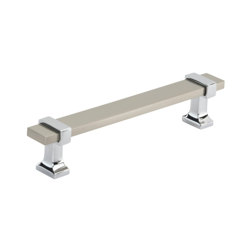 Overton Satin Nickel and Polished Chrome Cabinet Drawer Pull