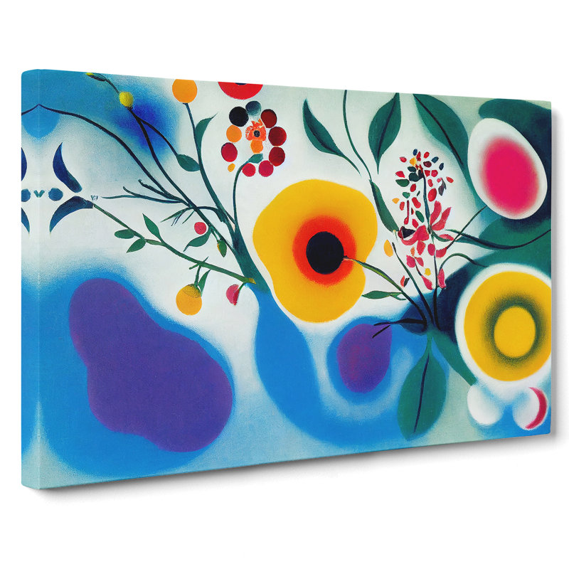 Dazzling Abstract Flowers - Wrapped Canvas Print, 40cm H x 60cm W x 3cm D