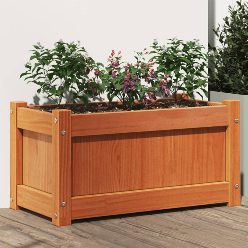 Wooden Kogut Flower Box, 12.20" H x 23.62" W x 12.20" D, 1, Natural Orange