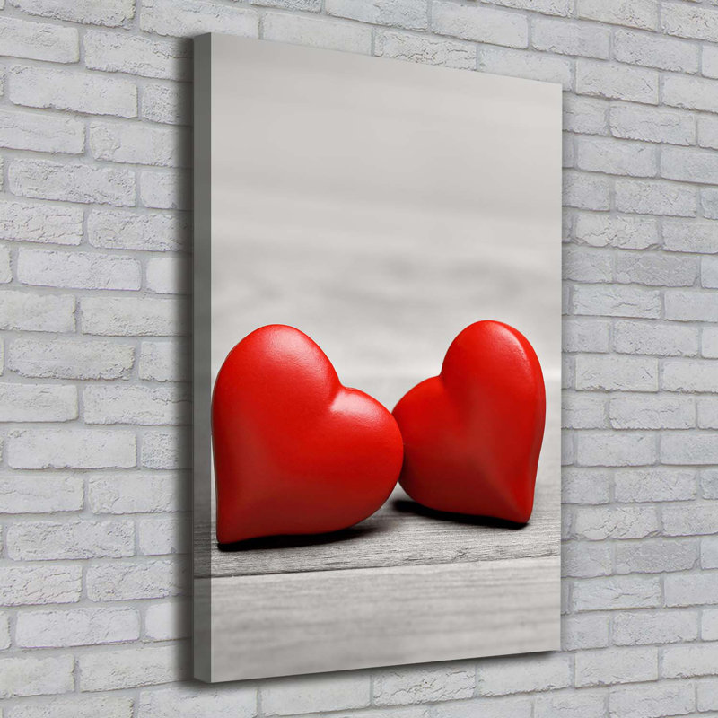 Hearts On The Wood - Wrapped Canvas Print
