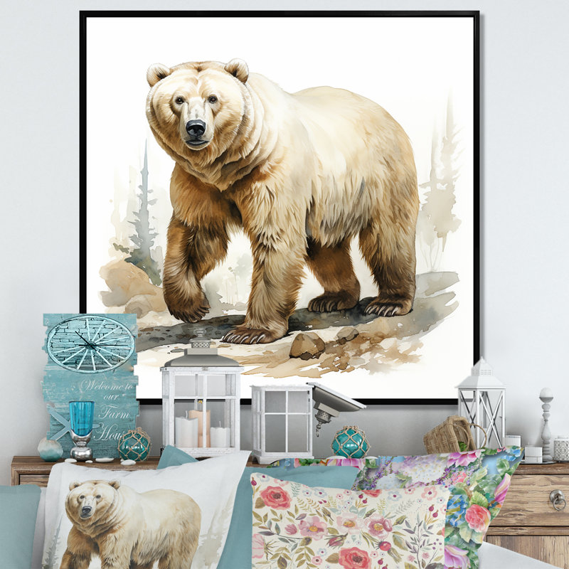 Hiver blanc, ours polaire I - ours 2, art mural, H 30 po x l 30 po x P 1,5 po, Cadre flottant noir