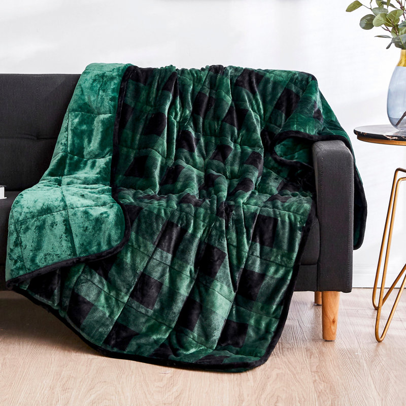 Weighted Throw Blanket, Green Plaid
