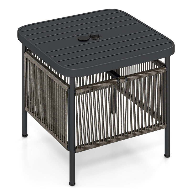 Square Metal Outdoor Chat Table With Umbrella Hole , 56cm cm W 56cm cm D