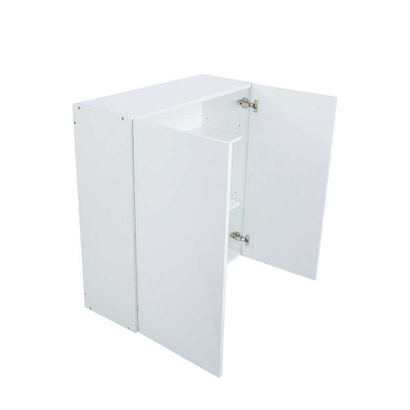 Armoire de cuisine murale à assemblage rapide à fermeture rapide, 2 portes, Blanc lustré