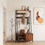 Arbre d'entrée de style industriel avec banc, rangement pour chaussures et 6 crochets, pour les entrées et les vestibules organisés.-1238424722