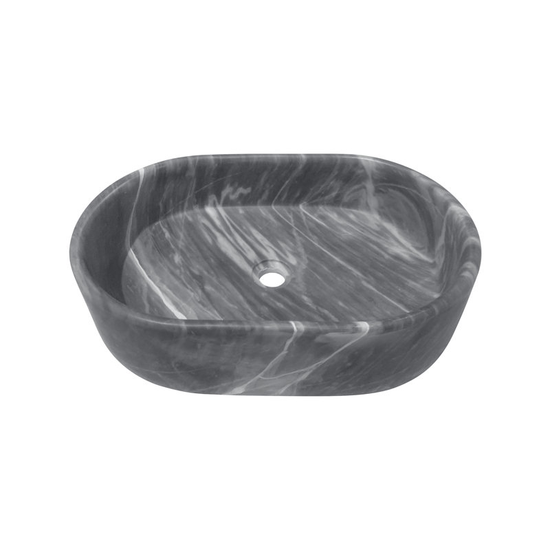 Carrara Gray Natural Marble Bathroom Vessel Sink, Gray