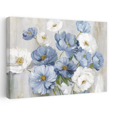 Blue Winter Florals Delicate Elegant Vibrant Nature Flower Art