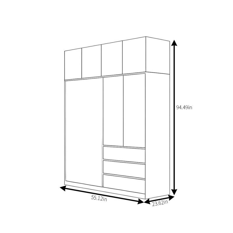 Petite garde-robe moderne et simple, H 94 po x l 55 po x P 24 po