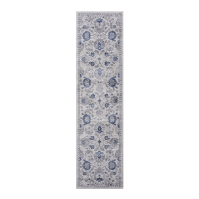 NAAR MARFI Collection 2X8 Blue / Silver / Oriental Runner Rug