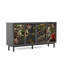 Armoire de rangement 60,3 "avec portes tropicales en verre, décor de salle à manger, compartiments multiples, armoire rétro de 60,3 pouces à 4 portes