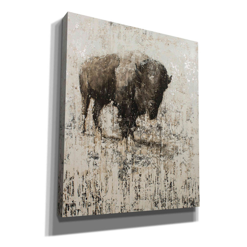 «Lone Buffalo» par Matt Flint, toile, art mural, H 24 po x l 20 po x P 0,75 po