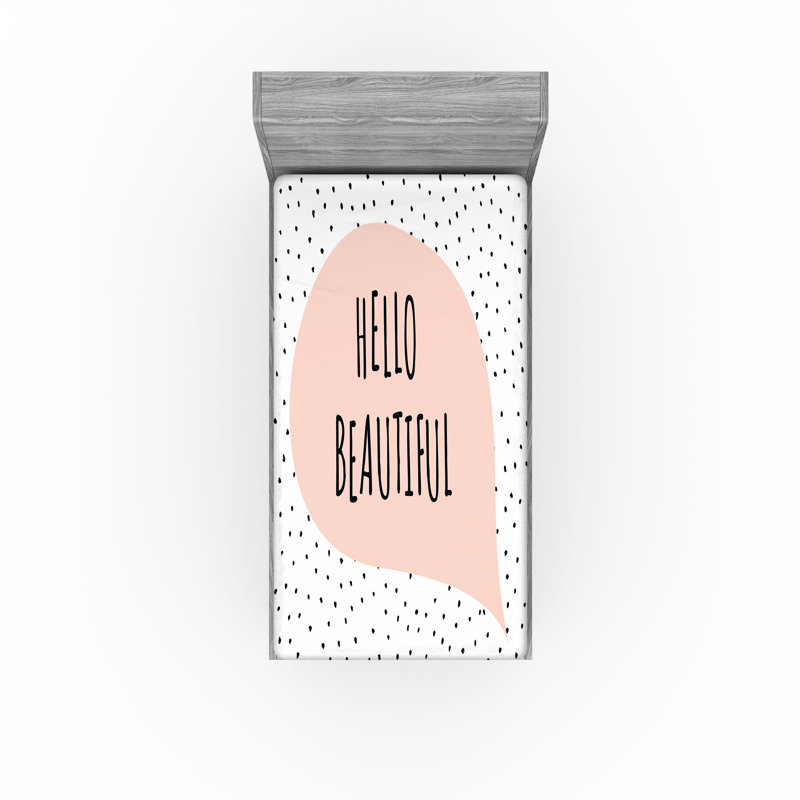 Drap-housse Ambesonne, paquet de 2, Drap-housse simple TG, Rosé / pois noirs