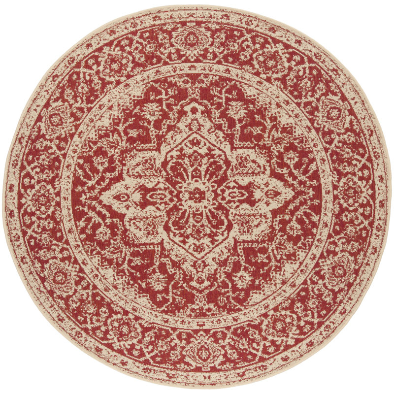 Donivin 100 Performance Oriental Indoor/Outdoor Area Rug, Round 8'