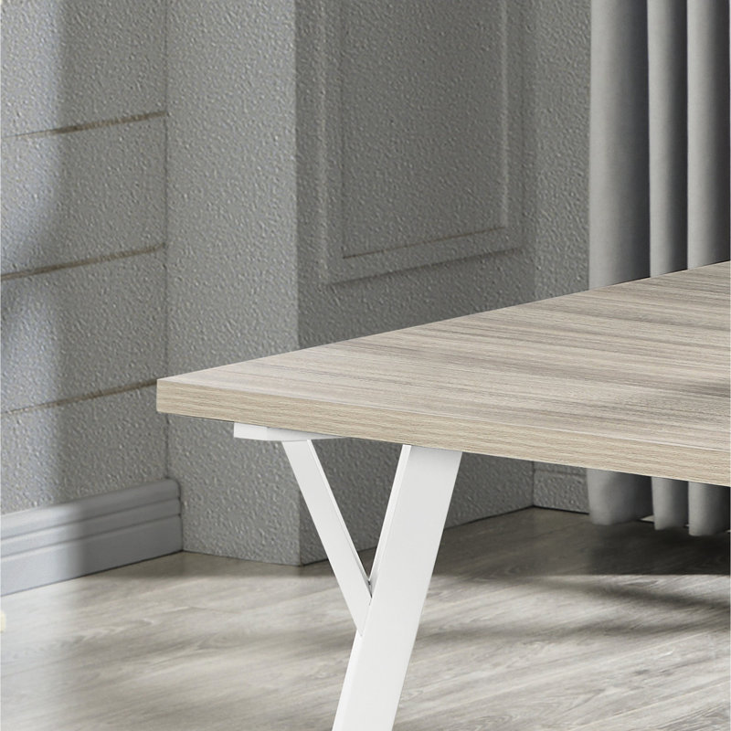 Table rectangulaire et ensemble de 6 chaises pour 7 chaises - bois naturel blanc avec sièges avant-gardistes