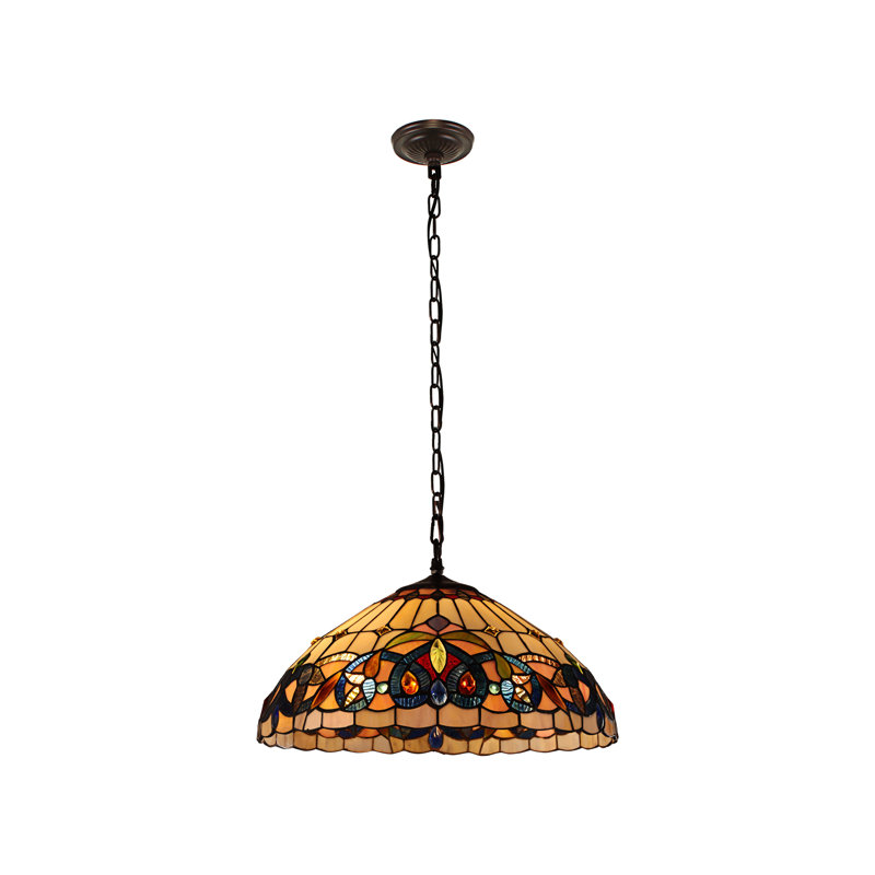 Luminaire suspendu 2 lumières en bronze noirâtre de style Tiffany Zainab