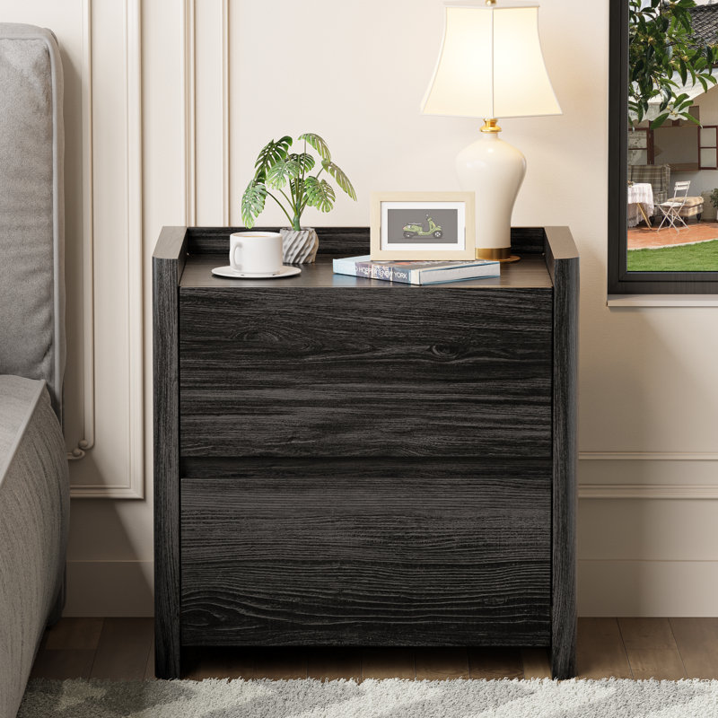 23.6’’ Wide 2-Drawer Modern Nightstand, Dark Grey, Individual