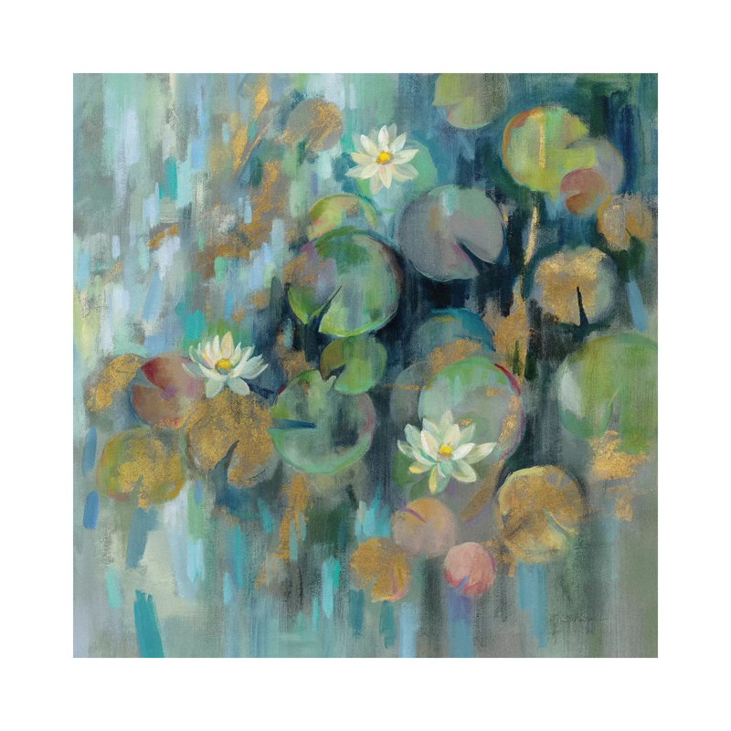 «Magic Lily Pond» par Silvia Vassileva - reproduction d'art, Pas de tapis, H 26 po x l 26 po x P 1,5 po, Toile tendue
