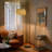 Wave Pendant 81 in. Arched LED Floor Lamp with Wicker Rattan Shade, Boho Style, Bulb Included