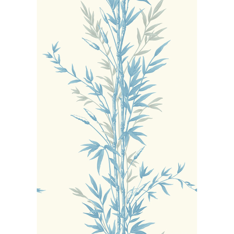 Anthology Bamboo Floral Wallpaper Roll, Blue/Ivory