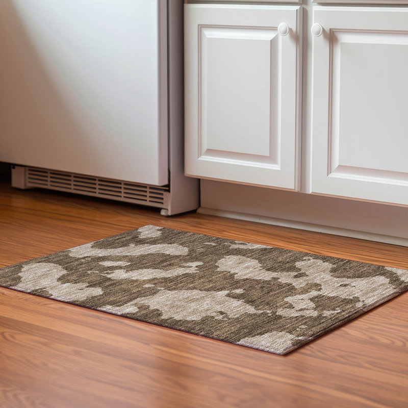 Premium Machine Washable Prisco Brown Rug, Rectangle 1'8" x 2'6"