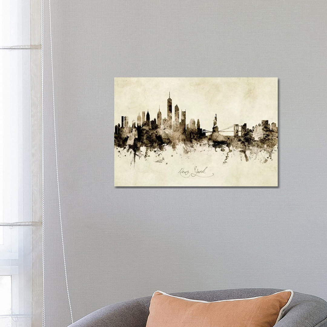 New York Skyline by Michael Tompsett - Wrapped Canvas Painting