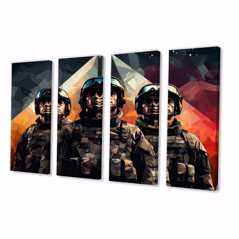 «Precision militaire», ensemble d'art mural 4 pièces, H 28 po x l 48 po