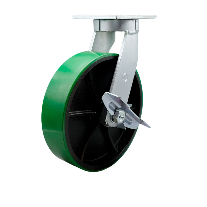 Heavy Duty Poly on Cast Iron Caster, Green