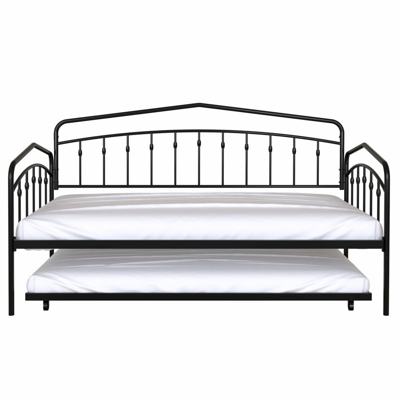Metal Frame Daybed With Trundle, Black
